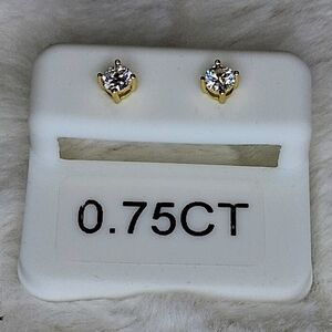 Gold Over Sterling Silver Moissanite Stud Earrings